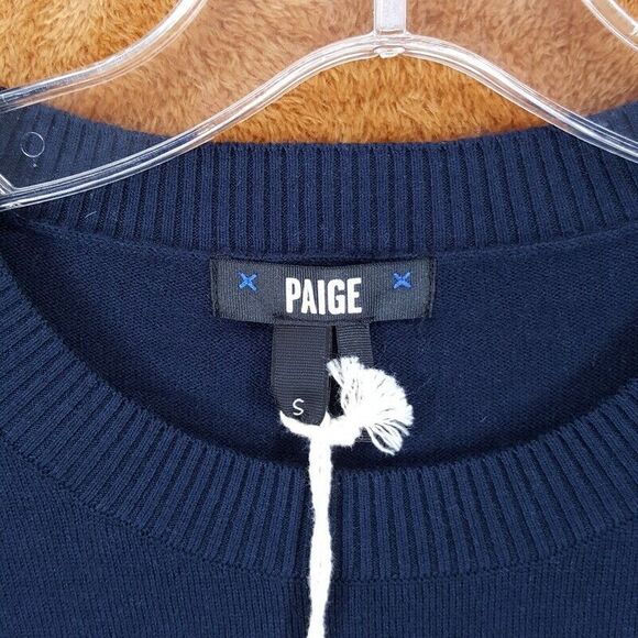 PAIGE Sweater Mens Small Navy Pullover Crew Organic Cotton Wool CHAMPLIN $199 - Picture 3 of 8